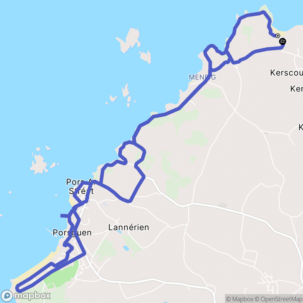 Plouescat : carte du parcours de randonnée - France