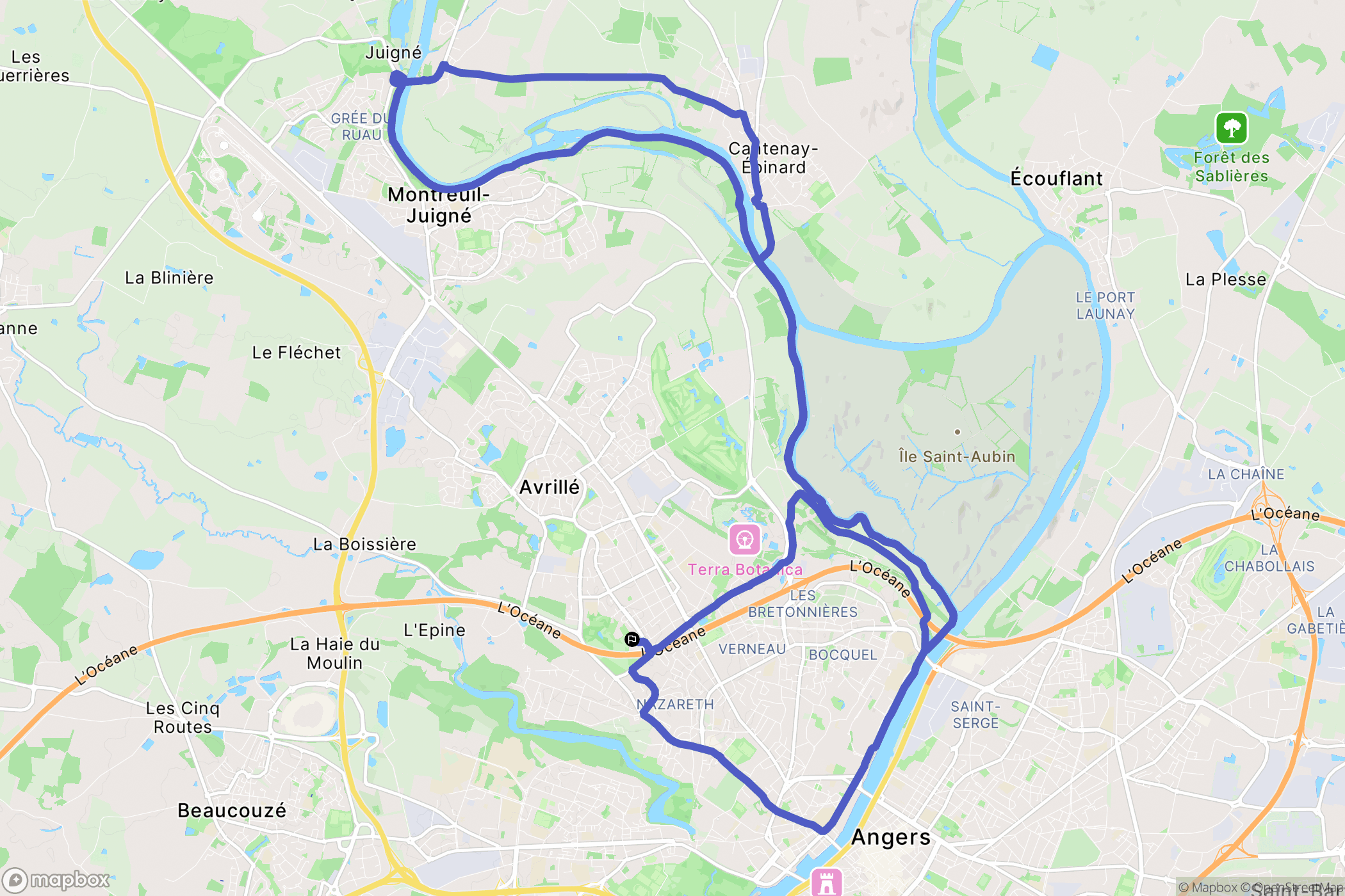 Avrillé : carte du parcours de randonnée - France
