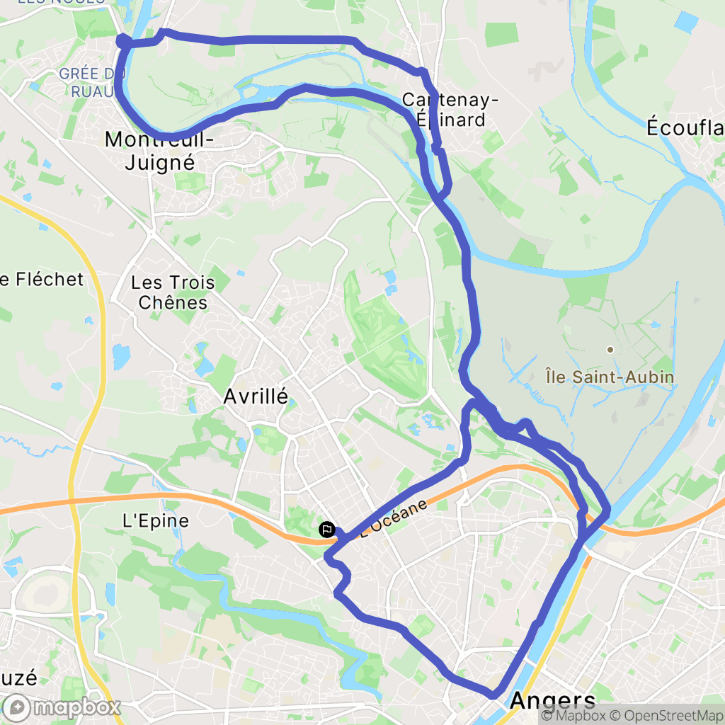 Avrillé : carte du parcours de randonnée - France