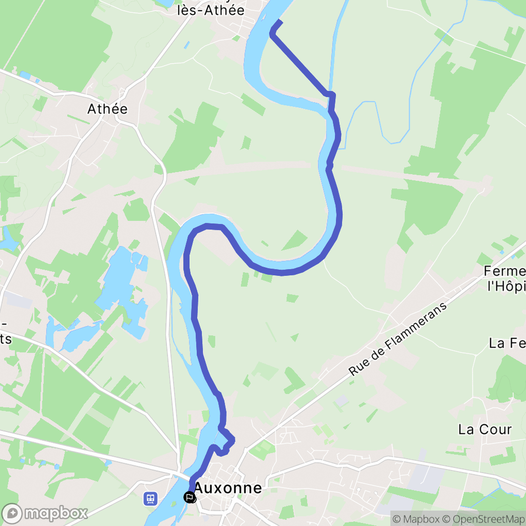 Auxonne : carte du parcours de randonnée - France