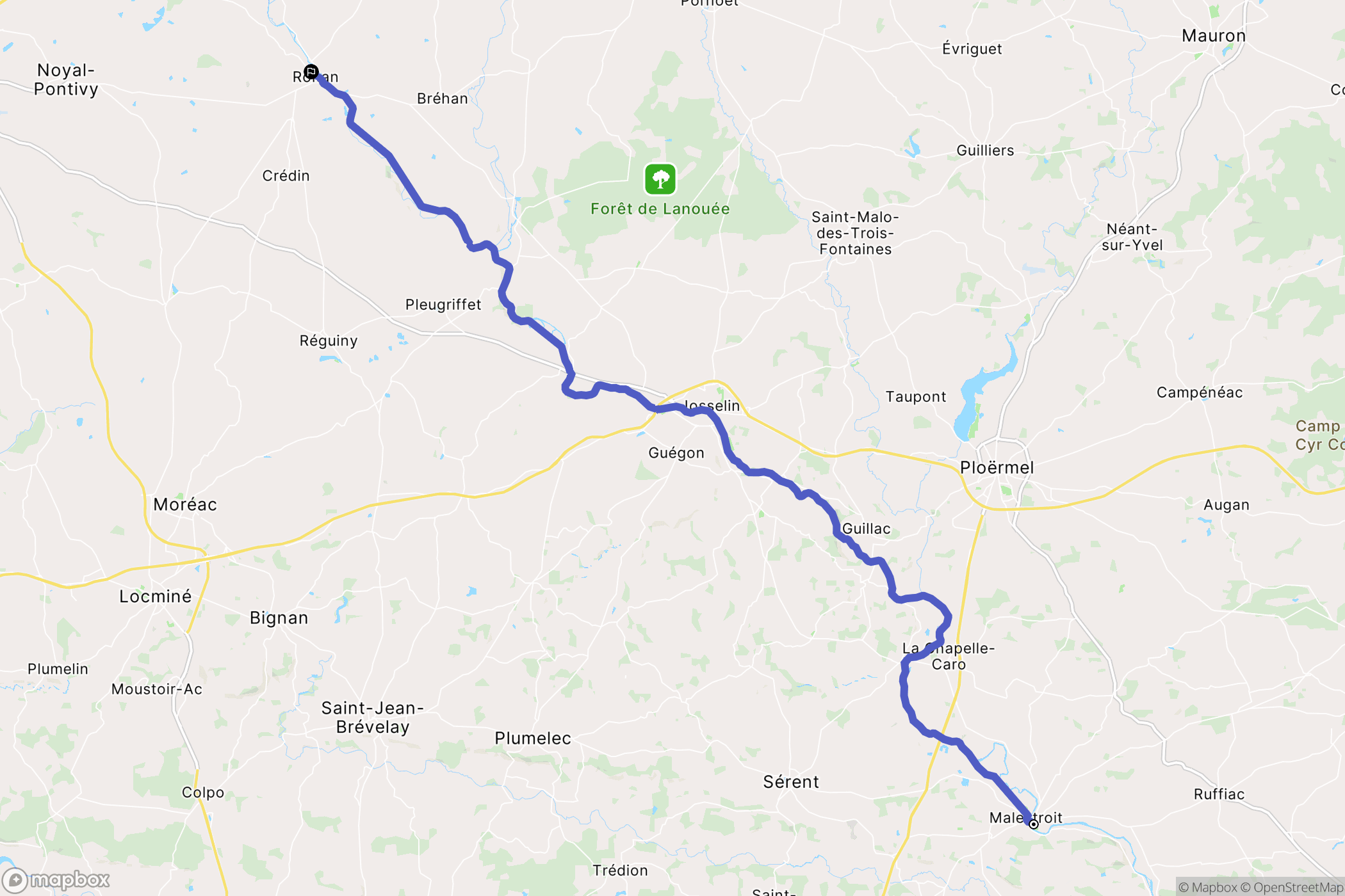Malestroit : carte du parcours de randonnée - France