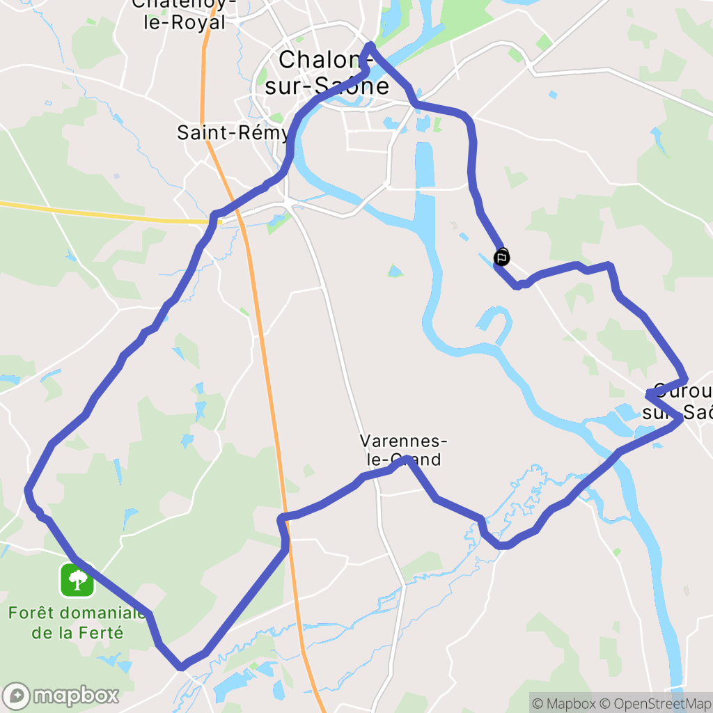 Épervans : carte du parcours de randonnée - France