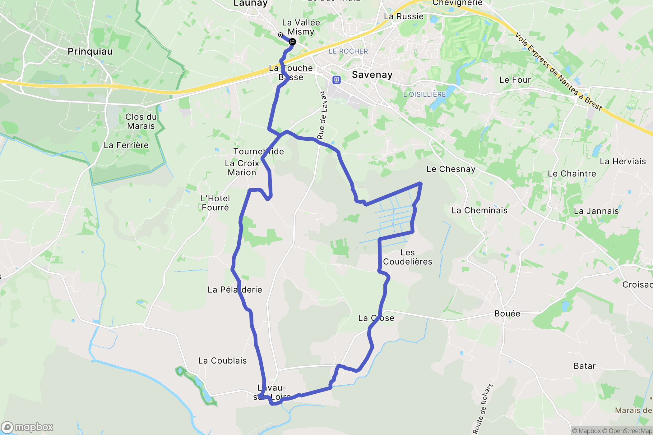 La Chapelle-Launay : carte du parcours de randonnée - France