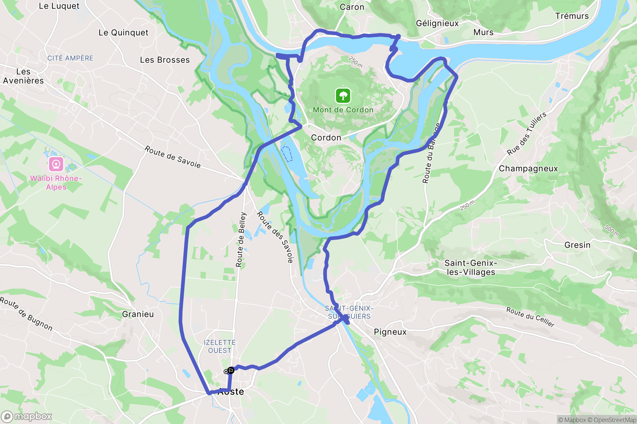 Aoste : carte du parcours de randonnée - France