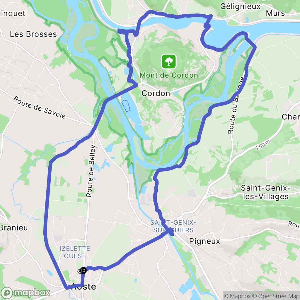 Aoste : carte du parcours de randonnée - France