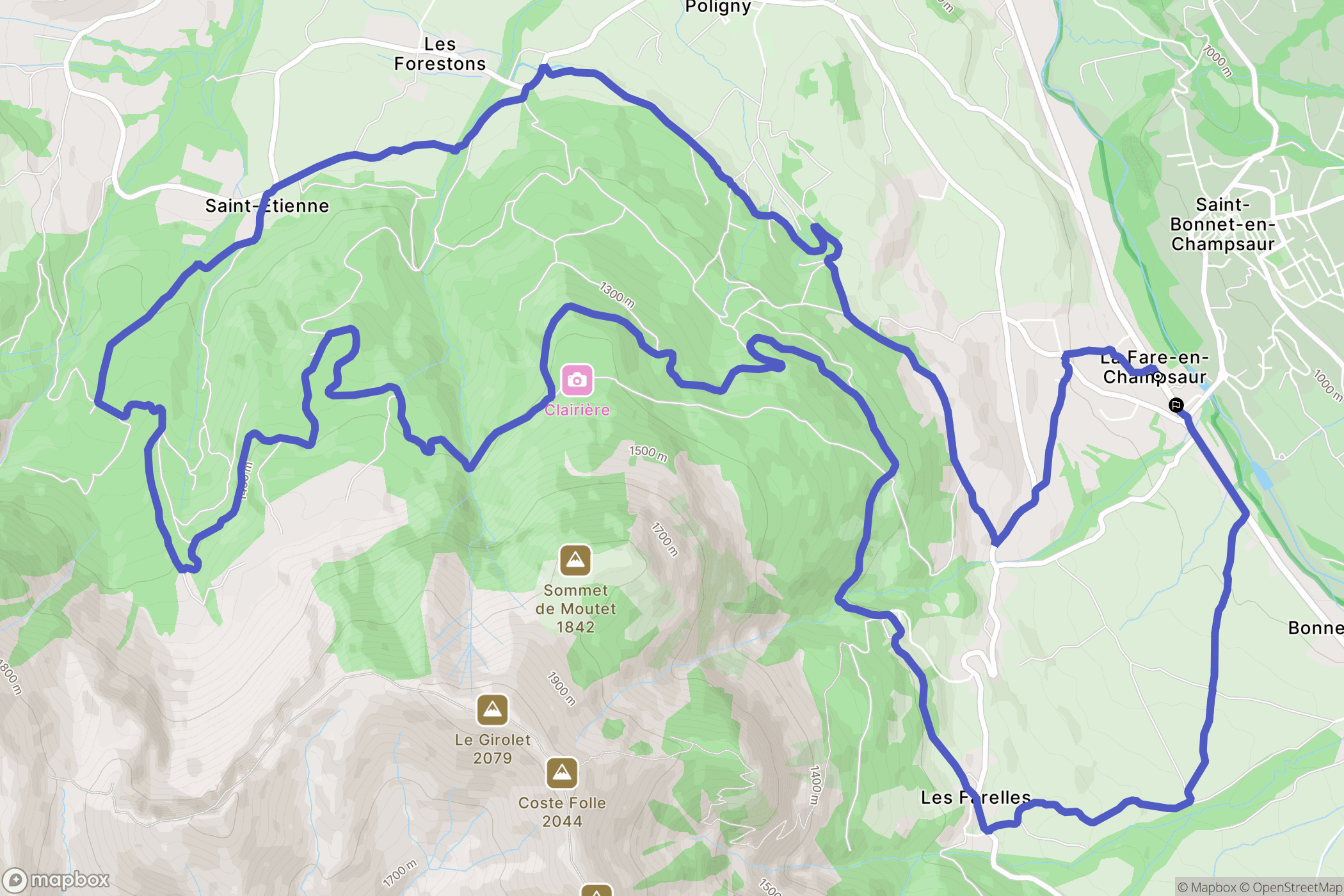 La Fare-en-Champsaur : carte du parcours de randonnée - France