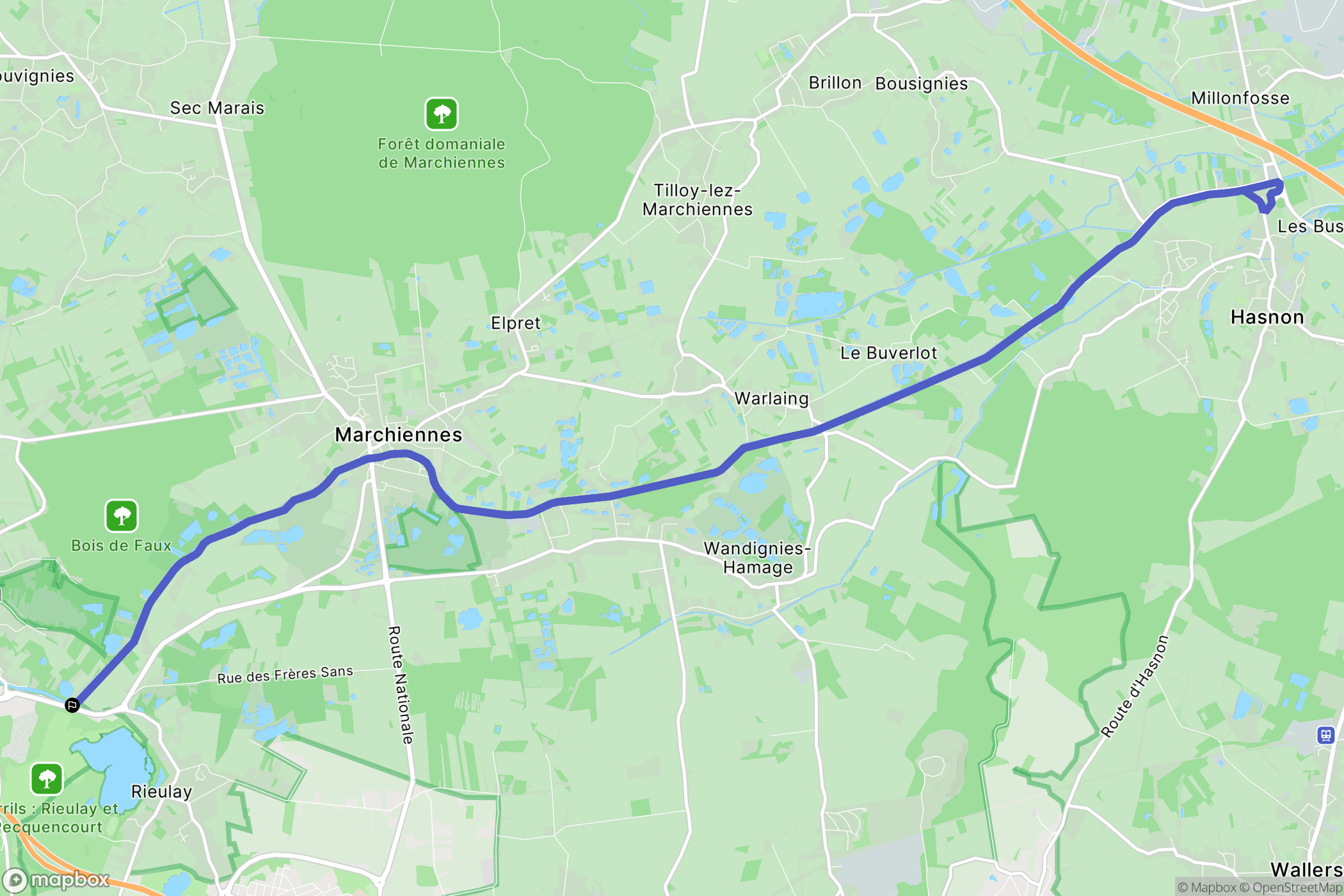 Pecquencourt : carte du parcours de randonnée - France
