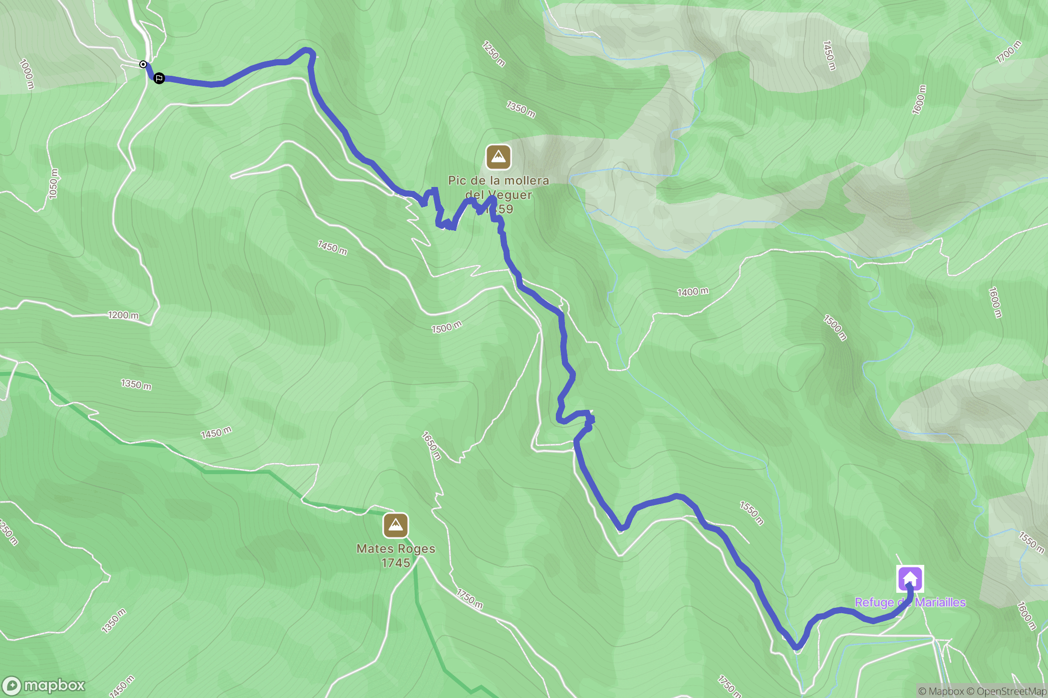 Sahorre : carte du parcours de randonnée - France