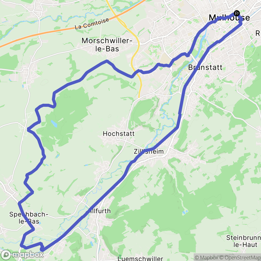 Mulhouse : carte du parcours de randonnée - France