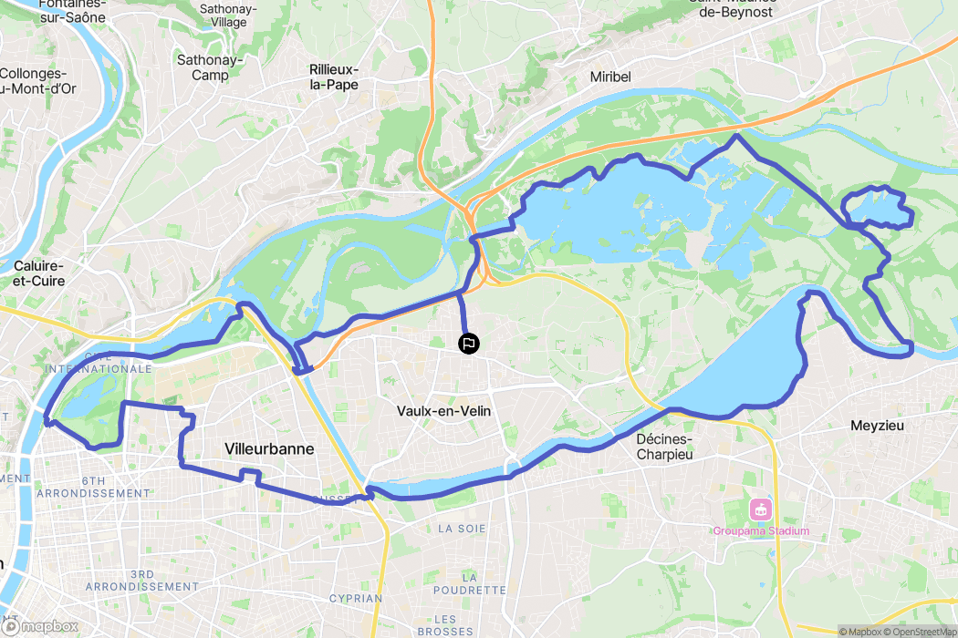 Vaulx-en-Velin : carte du parcours de randonnée - France