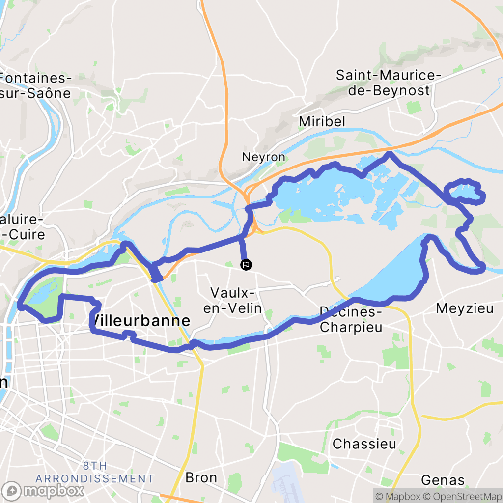 Vaulx-en-Velin : carte du parcours de randonnée - France