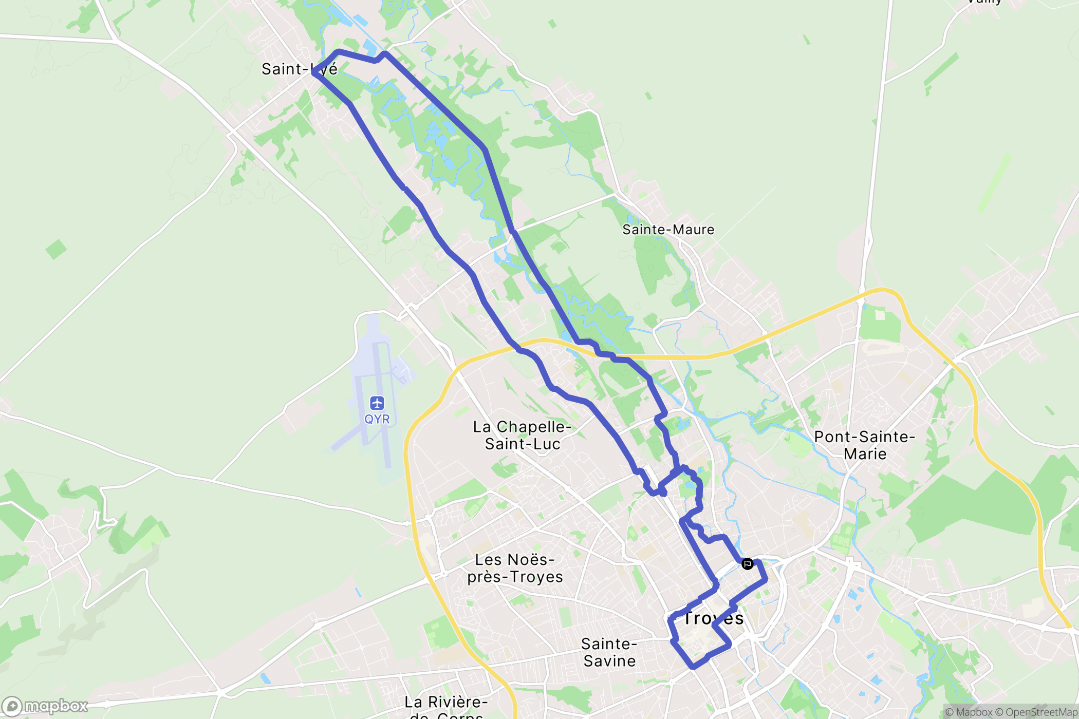 Troyes : carte du parcours de randonnée - France