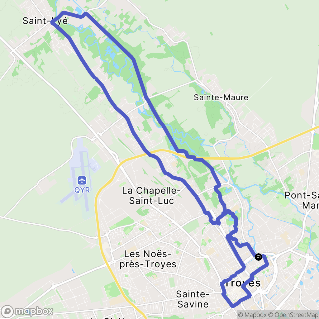 Troyes : carte du parcours de randonnée - France