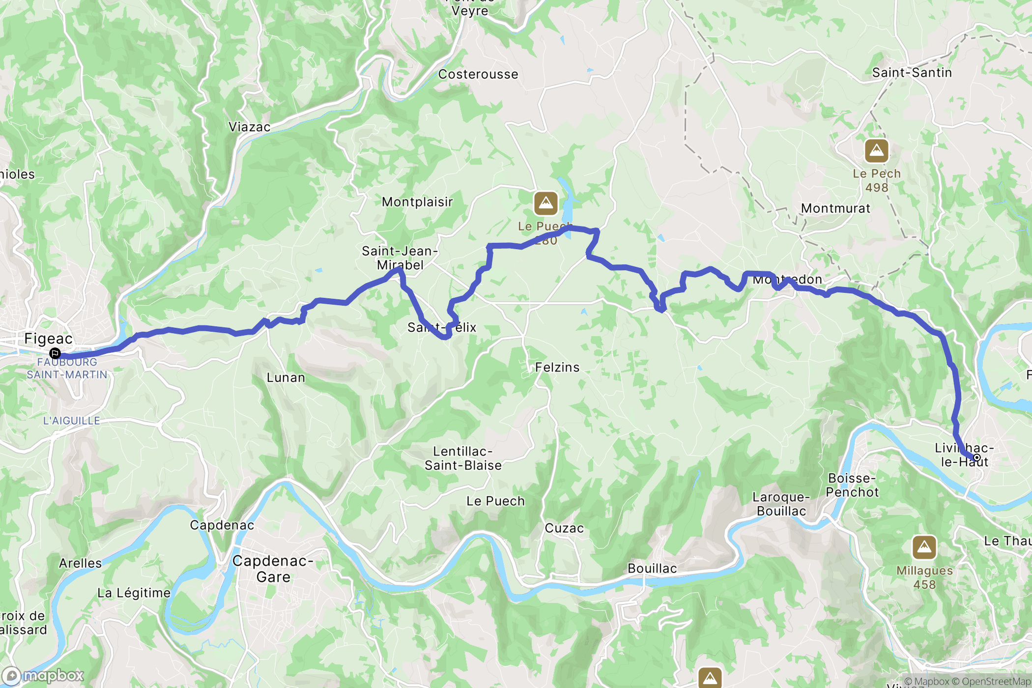 Livinhac-le-Haut : carte du parcours de randonnée - France