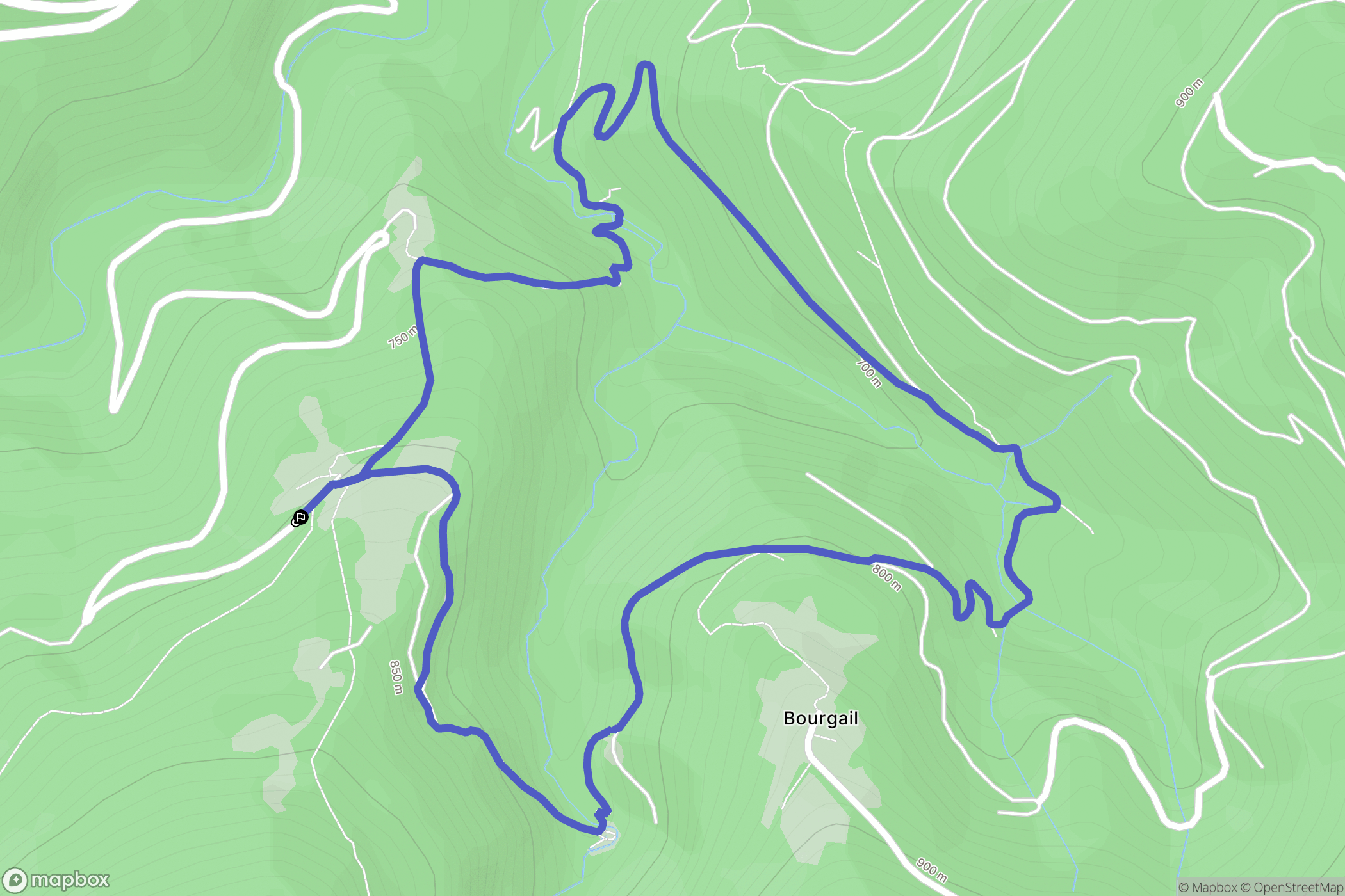 Burret : carte du parcours de randonnée - France