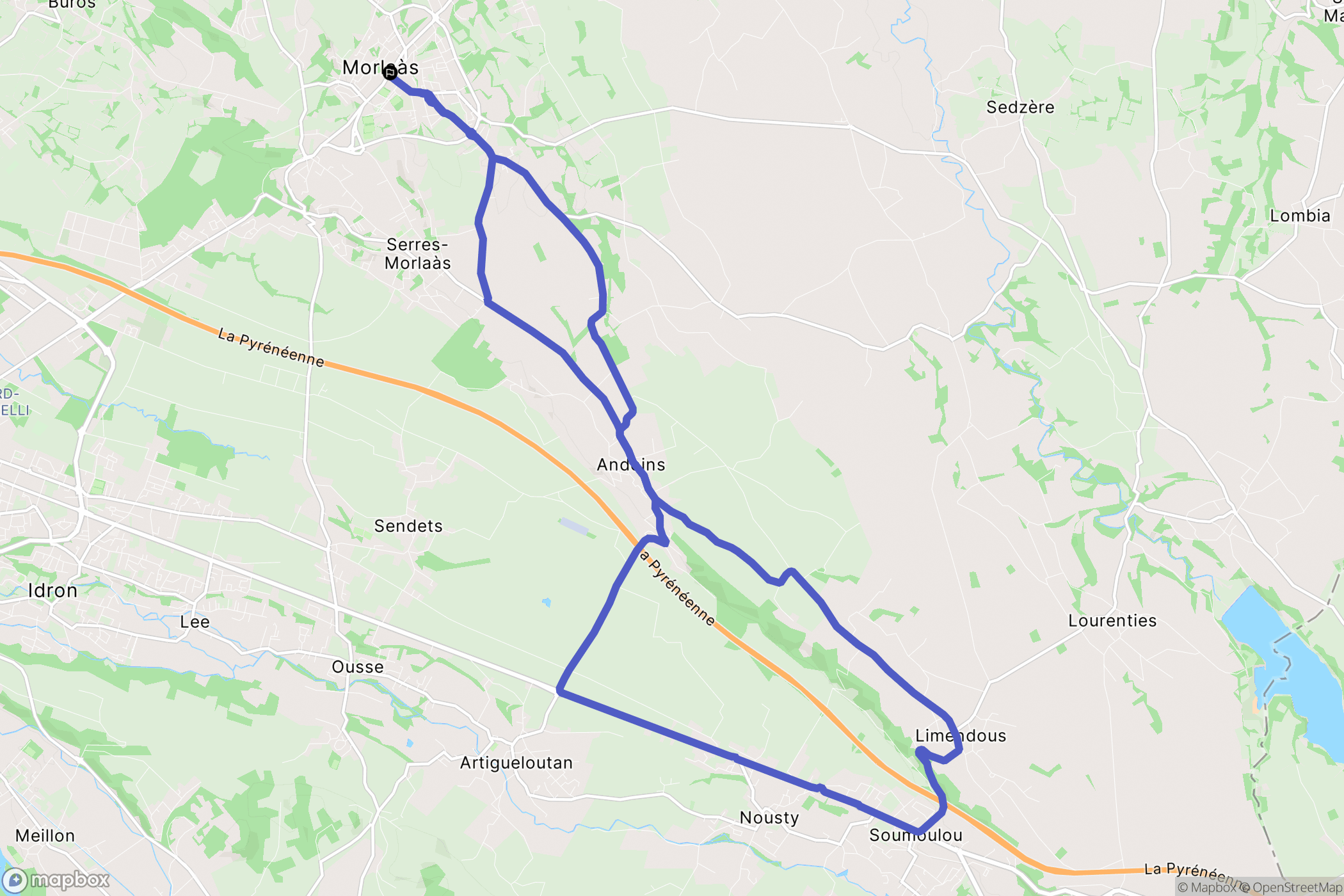 Morlaas : carte du parcours de randonnée - France