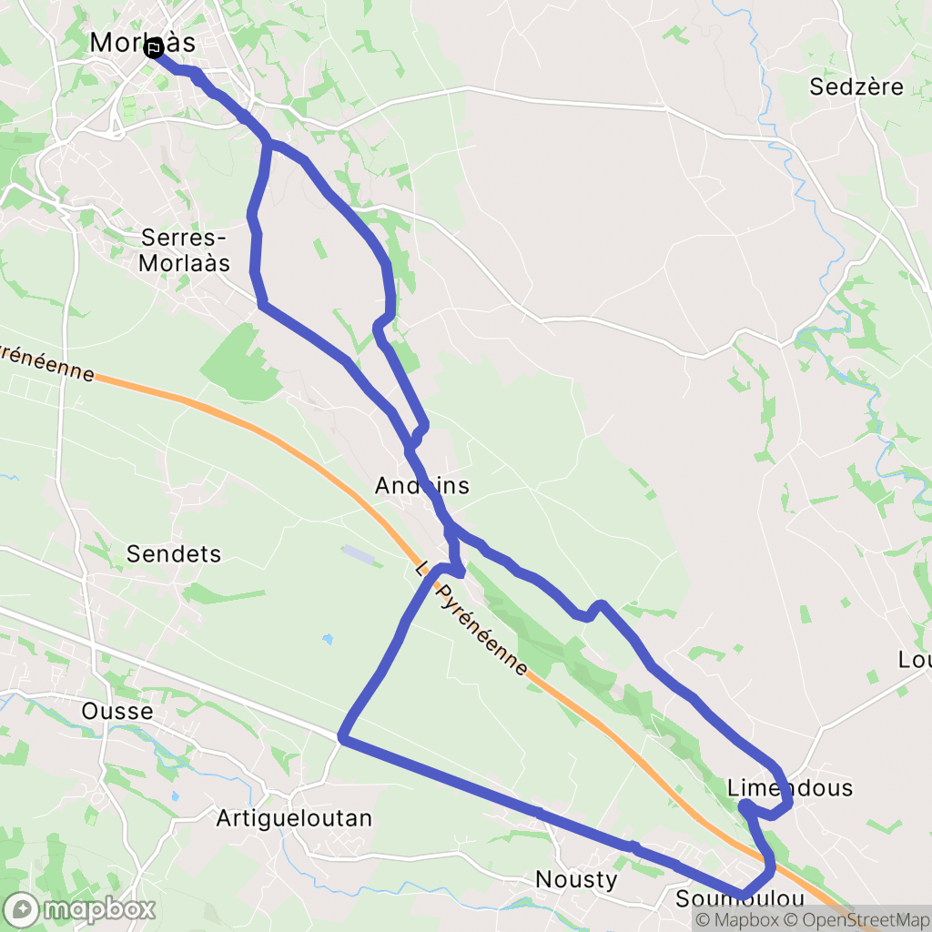 Morlaas : carte du parcours de randonnée - France