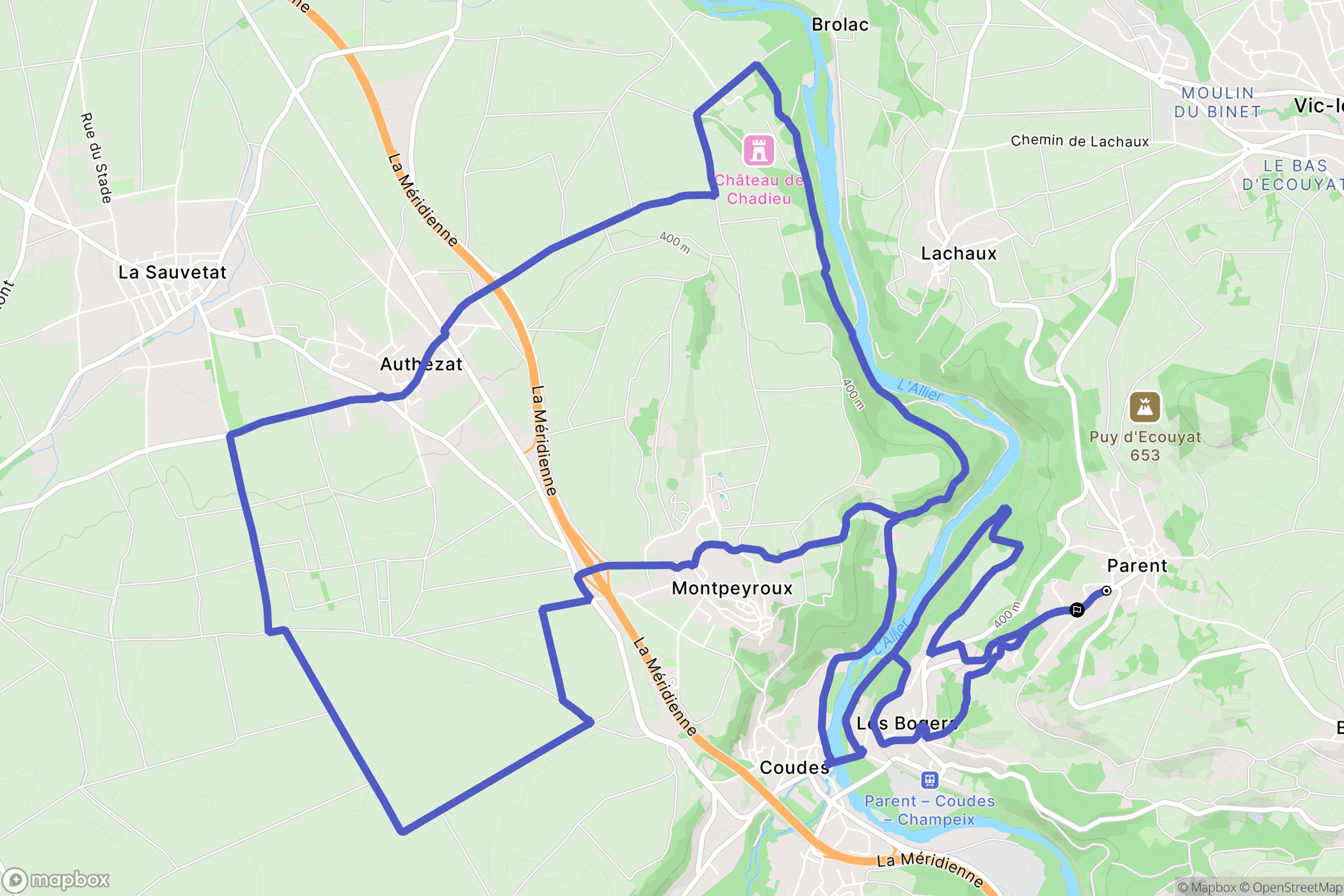 Parent : carte du parcours de randonnée - France