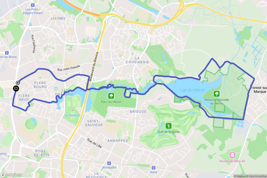 Villeneuve-d'Ascq : carte du parcours de randonnée - France