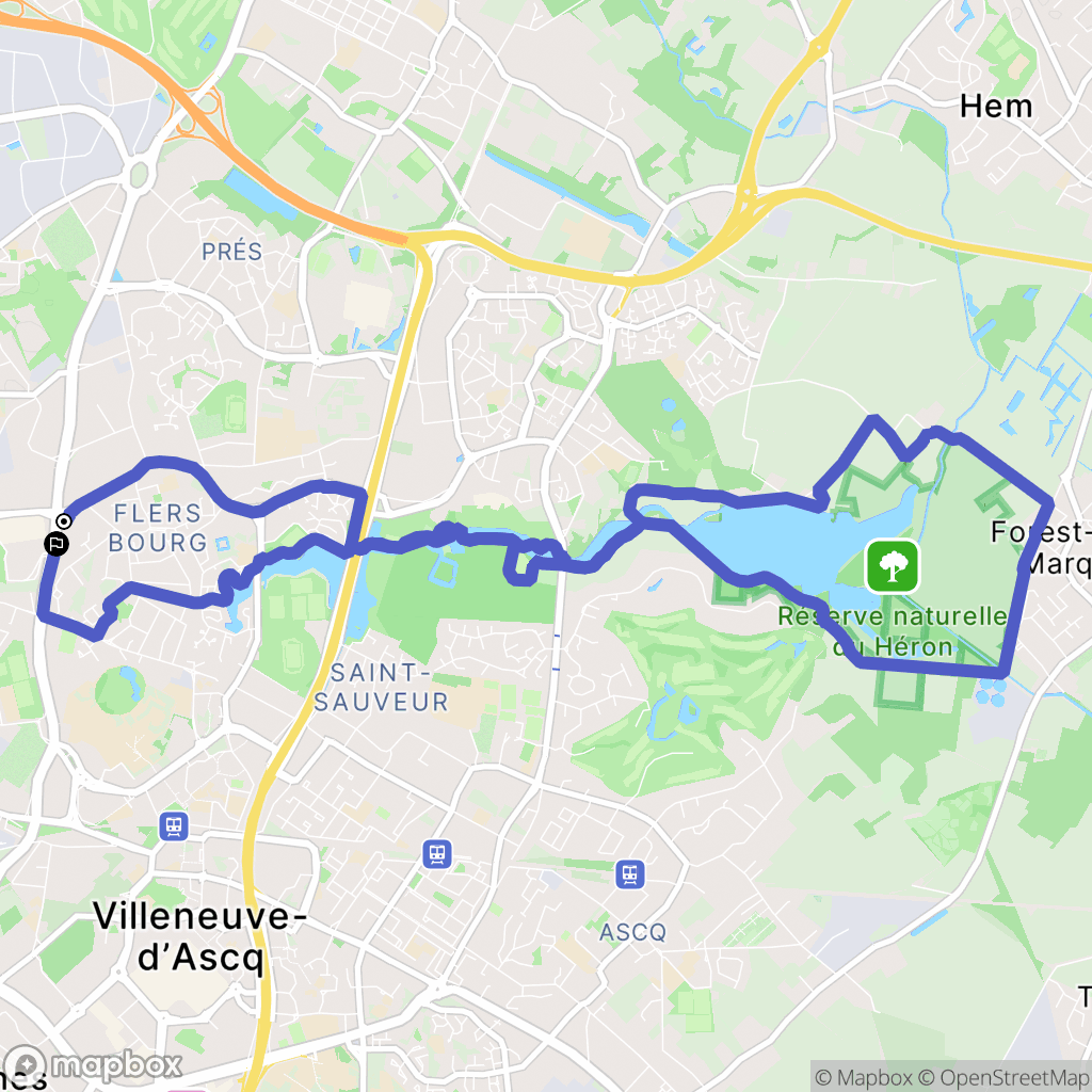 Villeneuve-d'Ascq : carte du parcours de randonnée - France