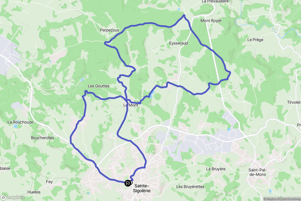 Sainte-Sigolène : carte du parcours de randonnée - France
