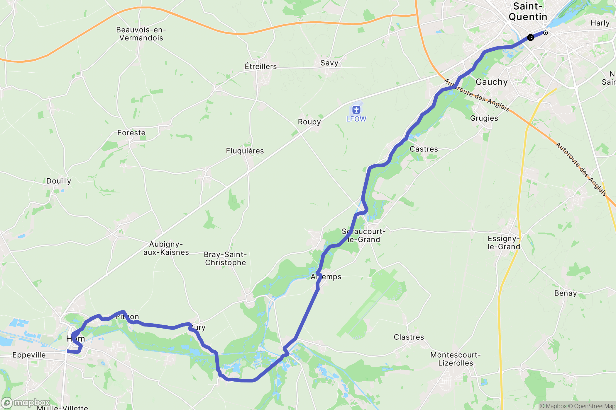 Saint-Quentin : carte du parcours de randonnée - France