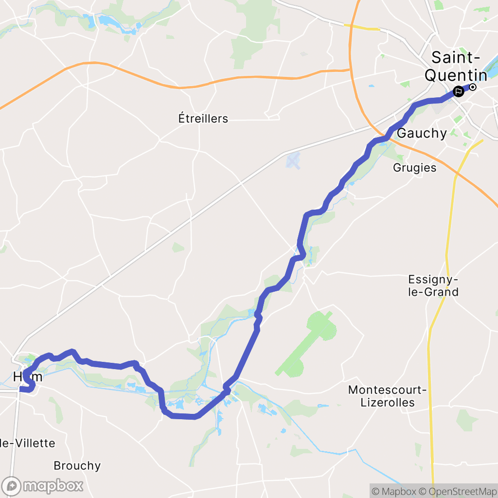 Saint-Quentin : carte du parcours de randonnée - France