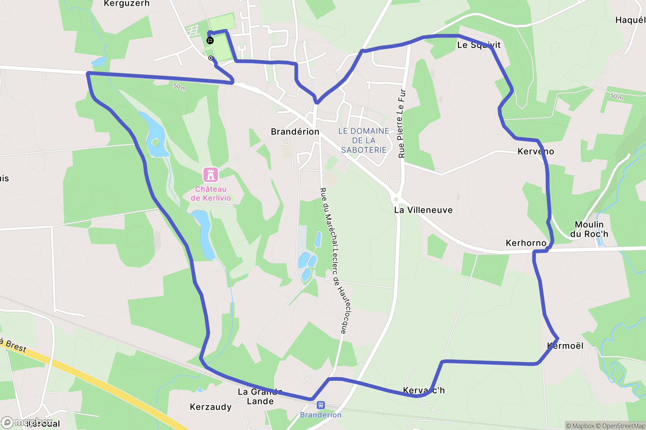 Brandérion : carte du parcours de randonnée - France