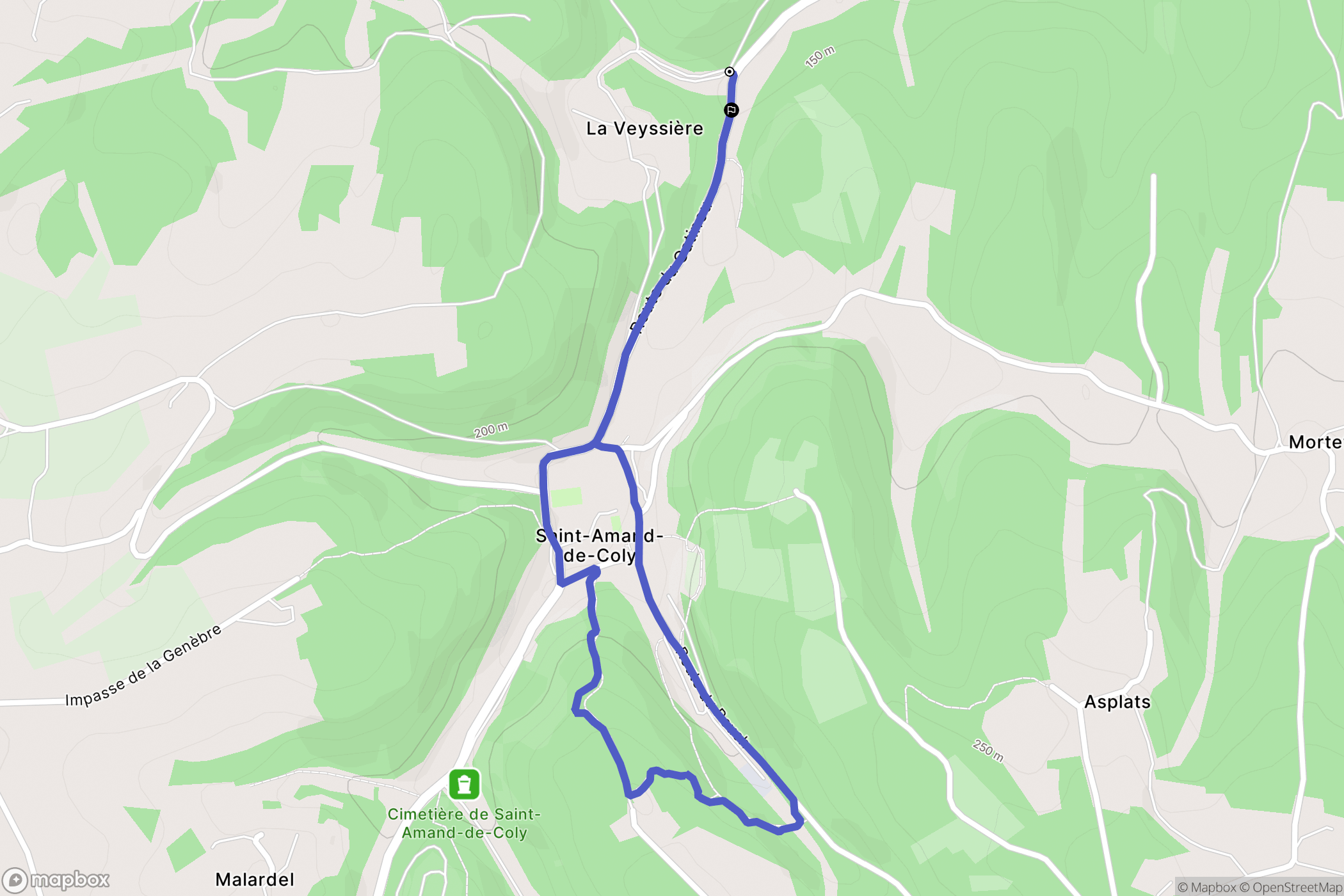 Coly-Saint-Amand : carte du parcours de randonnée - France