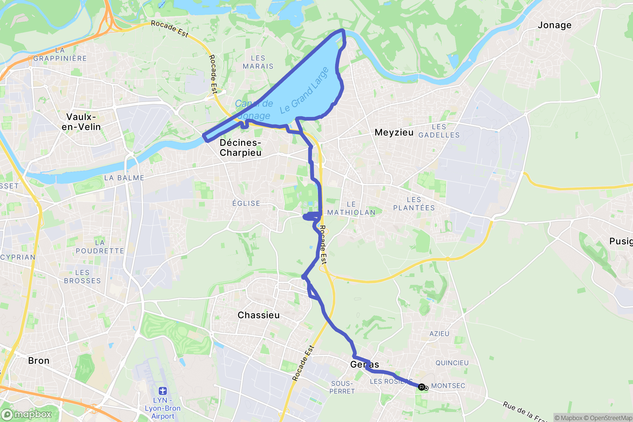 Genas : carte du parcours de randonnée - France