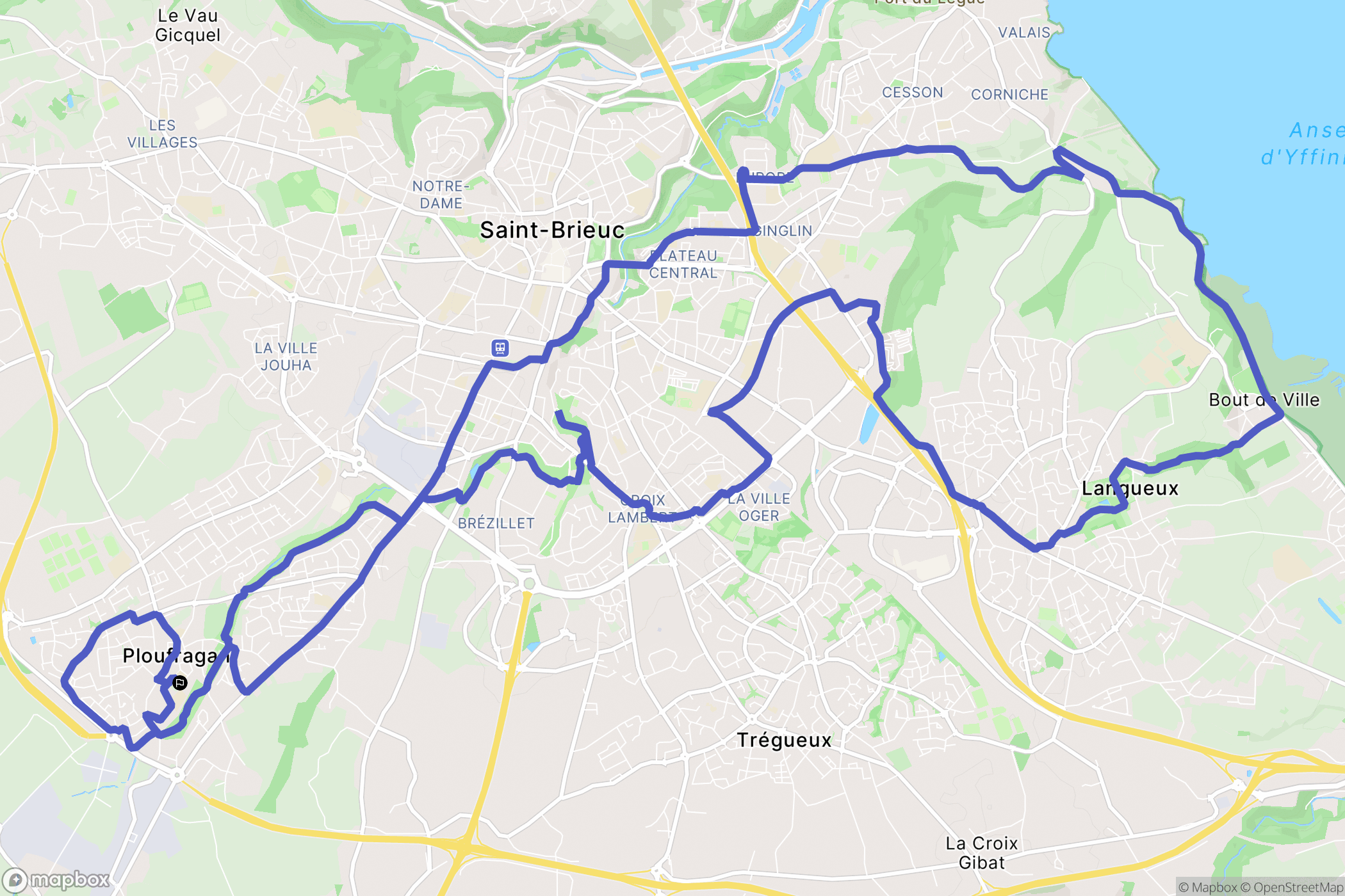 Ploufragan : carte du parcours de randonnée - France