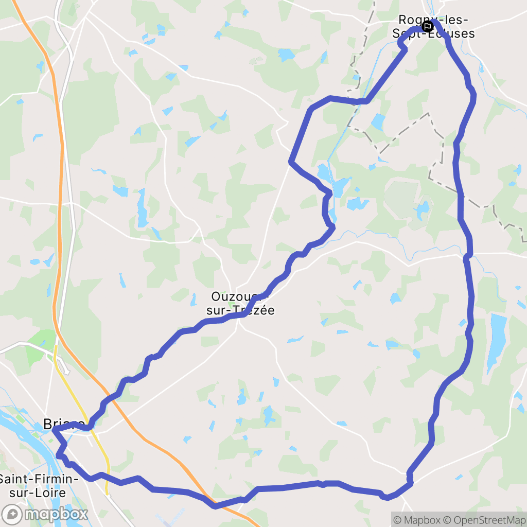 Rogny-les-Sept-Écluses : carte du parcours de randonnée - France