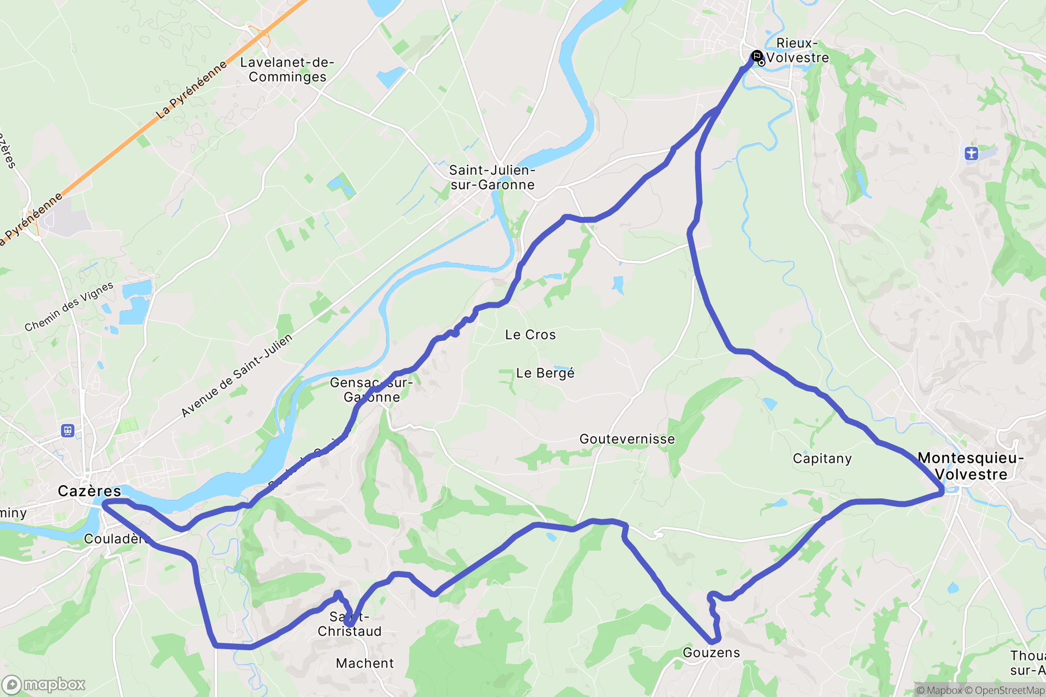 Rieux-Volvestre : carte du parcours de randonnée - France