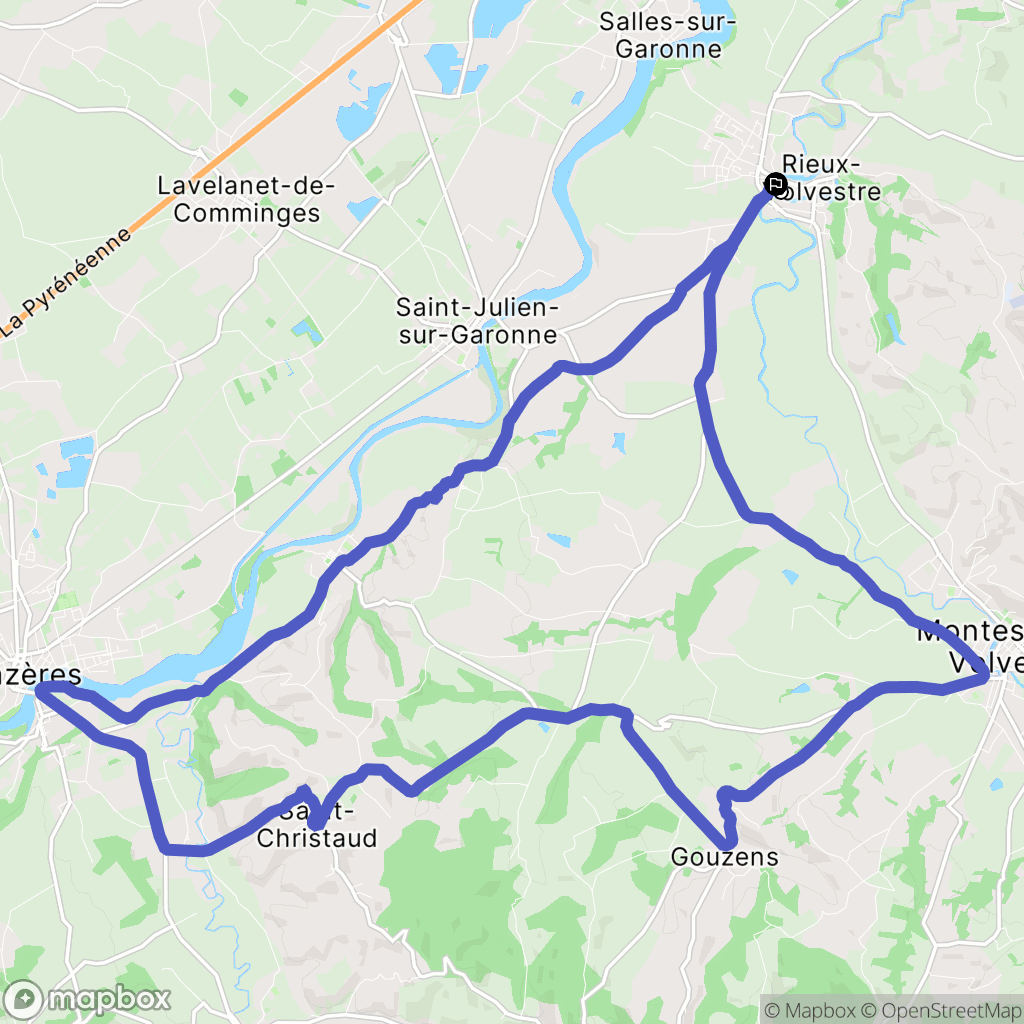 Rieux-Volvestre : carte du parcours de randonnée - France