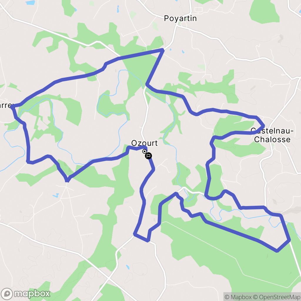 Ozourt : carte du parcours de randonnée - France