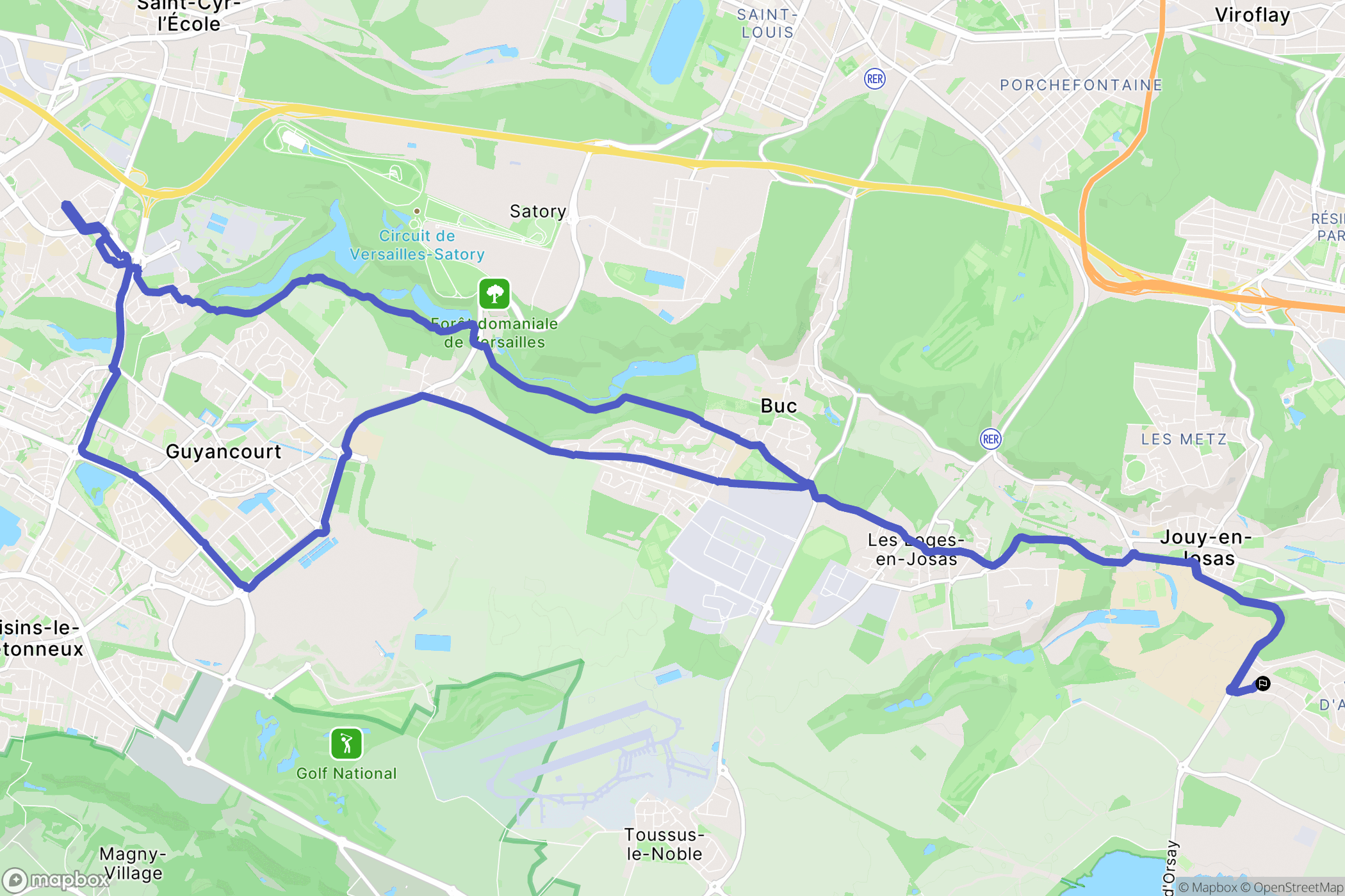 Saclay : carte du parcours de randonnée - France