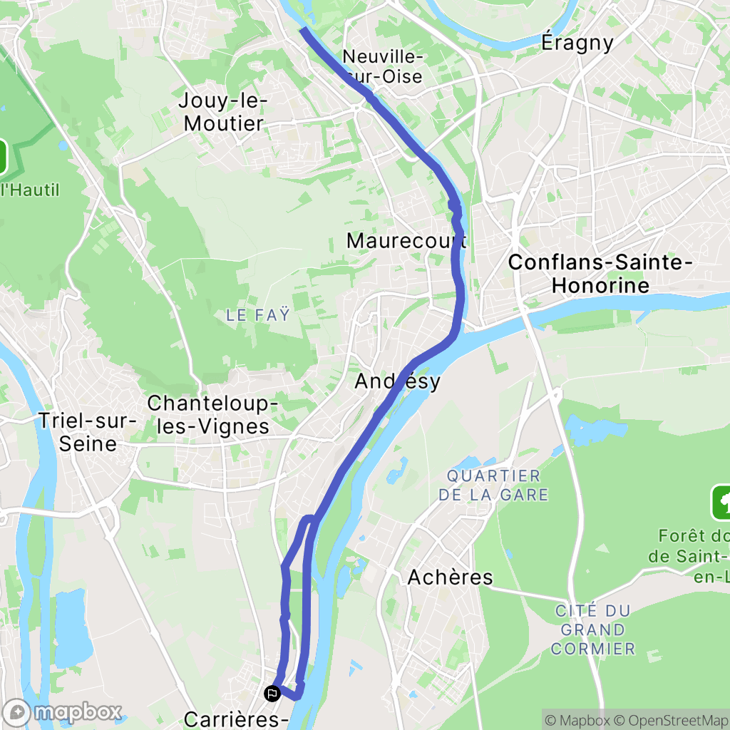 Carrières-sous-Poissy : carte du parcours de randonnée - France