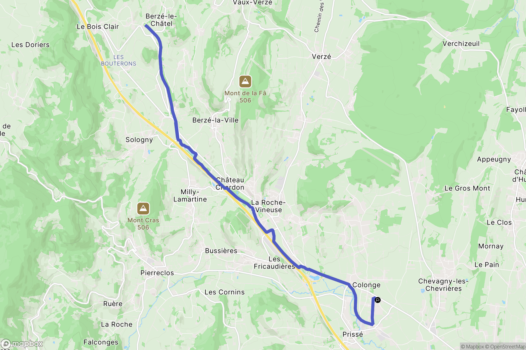 Prissé : carte du parcours de randonnée - France