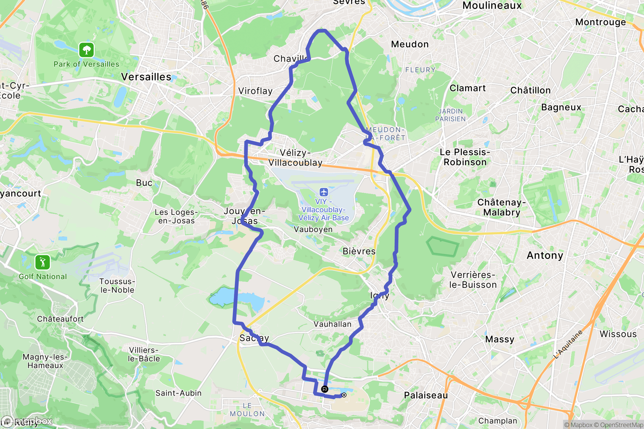 Palaiseau : carte du parcours de randonnée - France