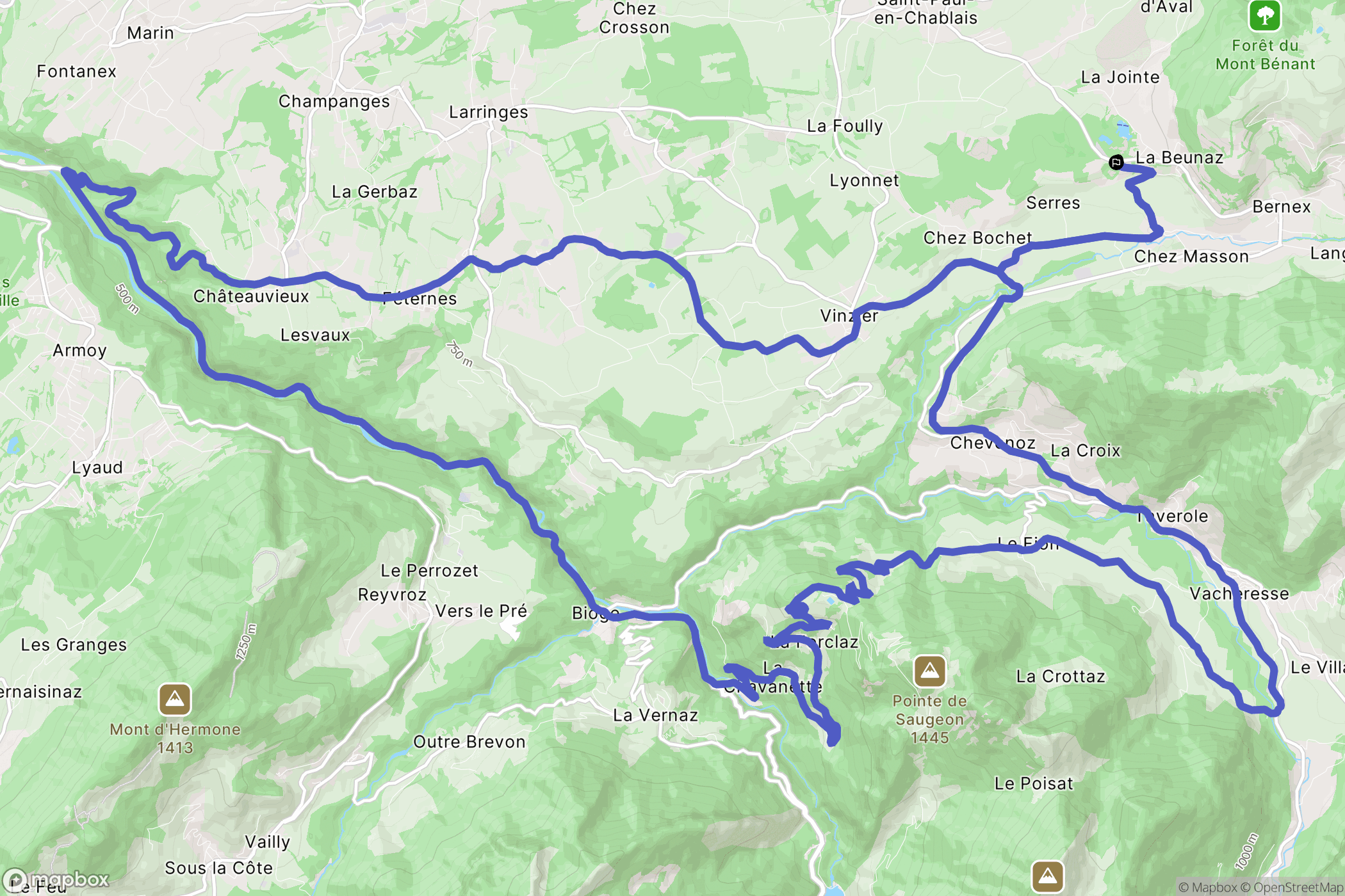 Saint-Paul-en-Chablais : carte du parcours de randonnée - France