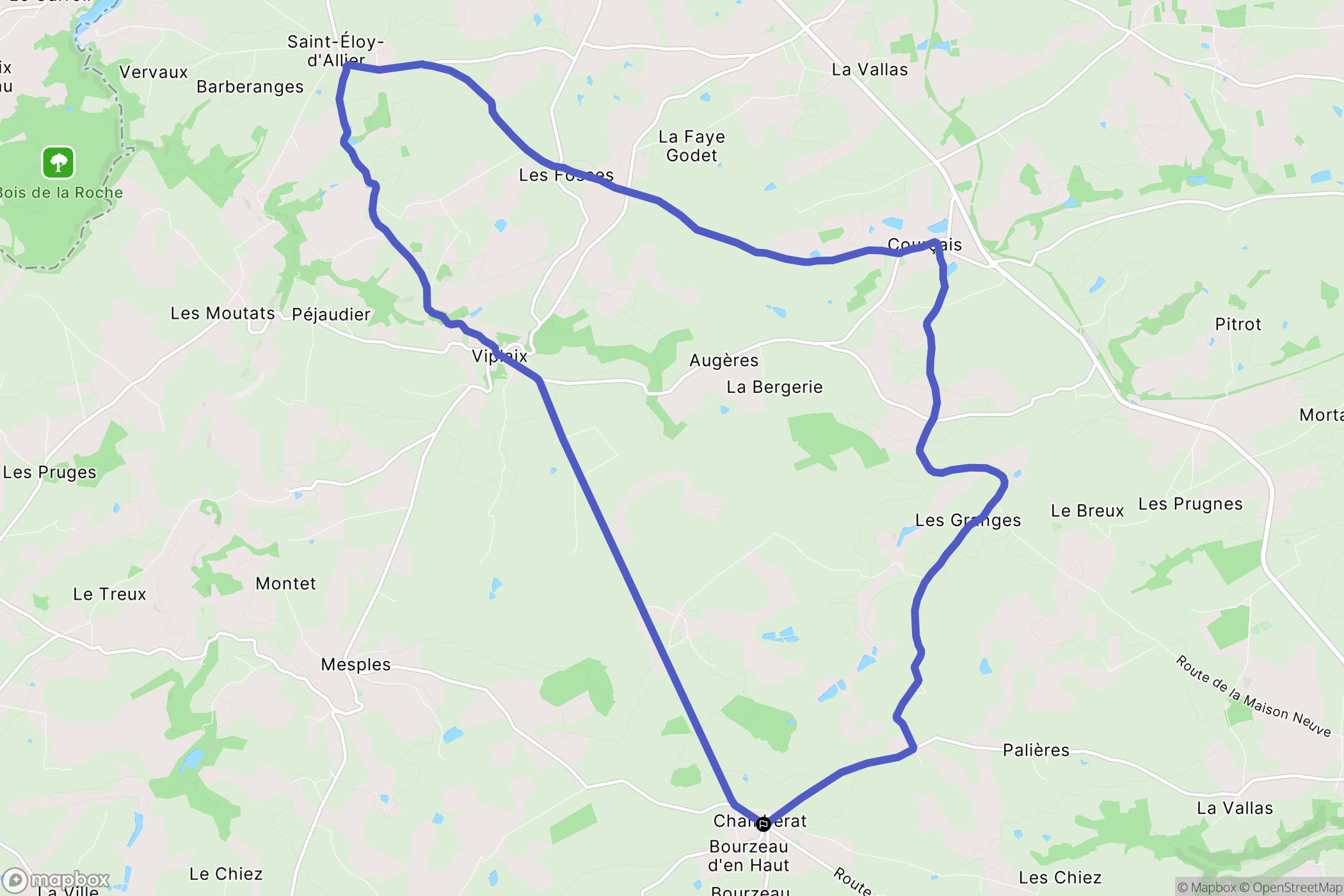 Chambérat : carte du parcours de randonnée - France