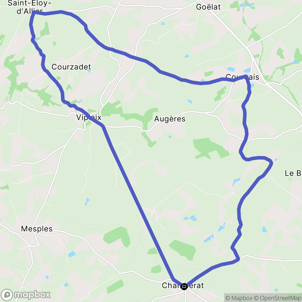Chambérat : carte du parcours de randonnée - France