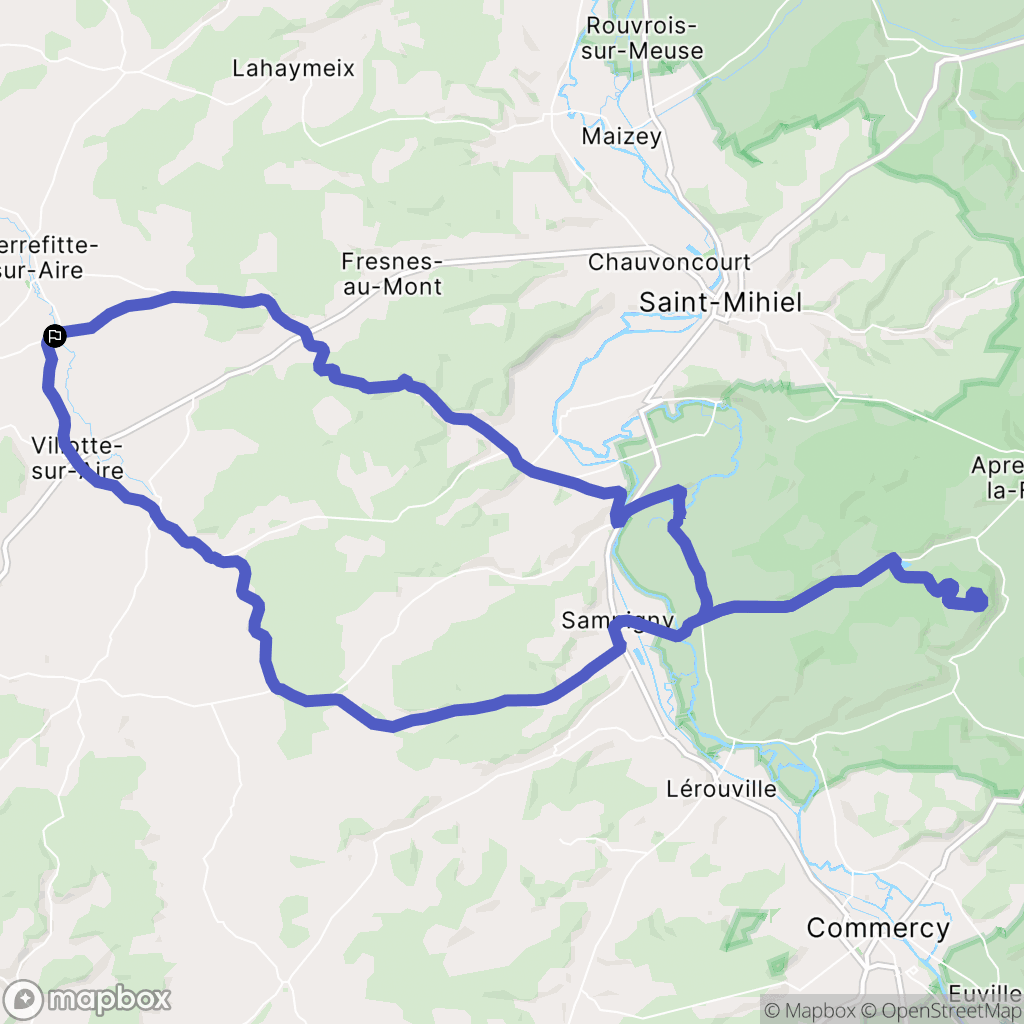 Nicey-sur-Aire : carte du parcours de randonnée - France
