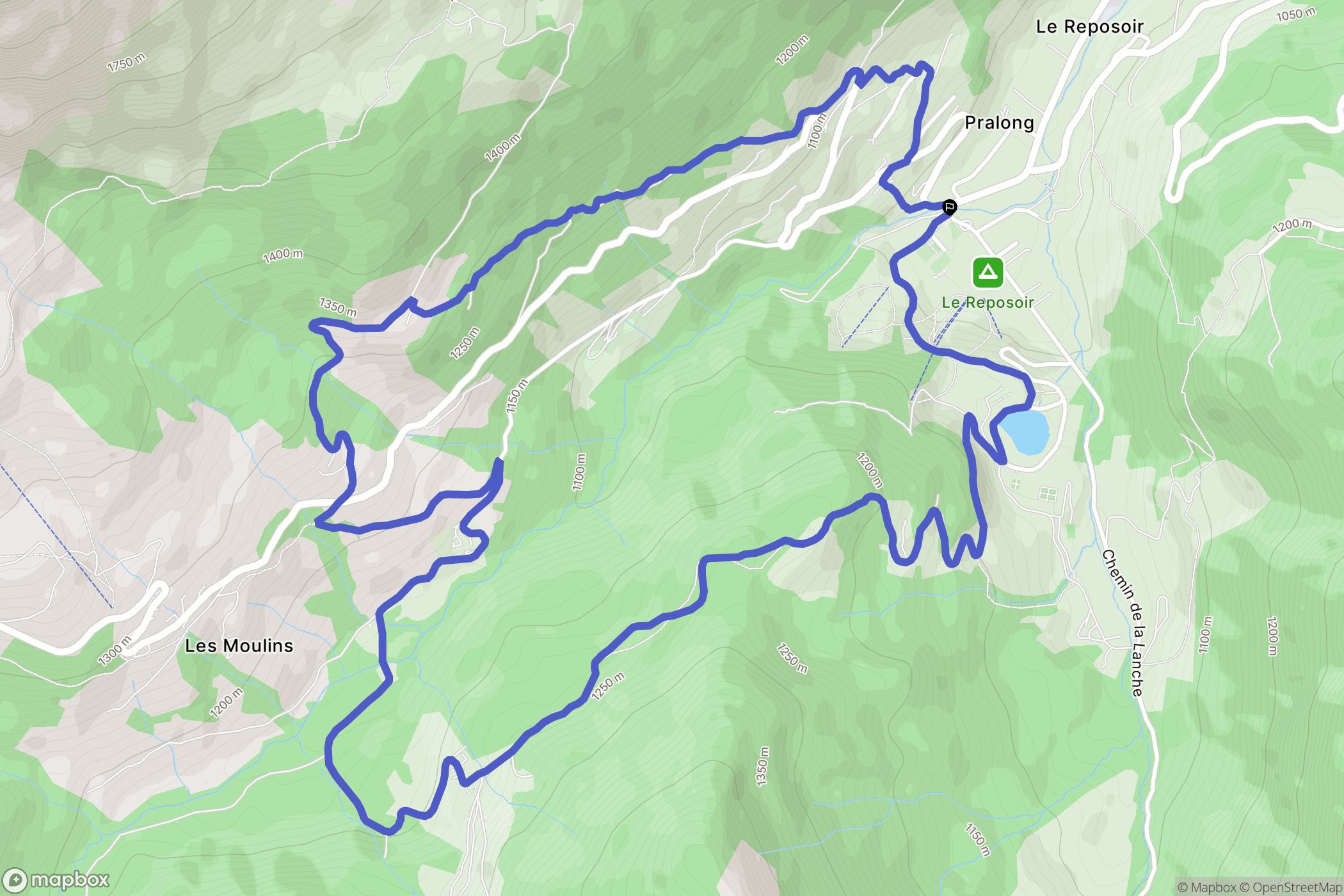 Le Reposoir : carte du parcours de randonnée - France