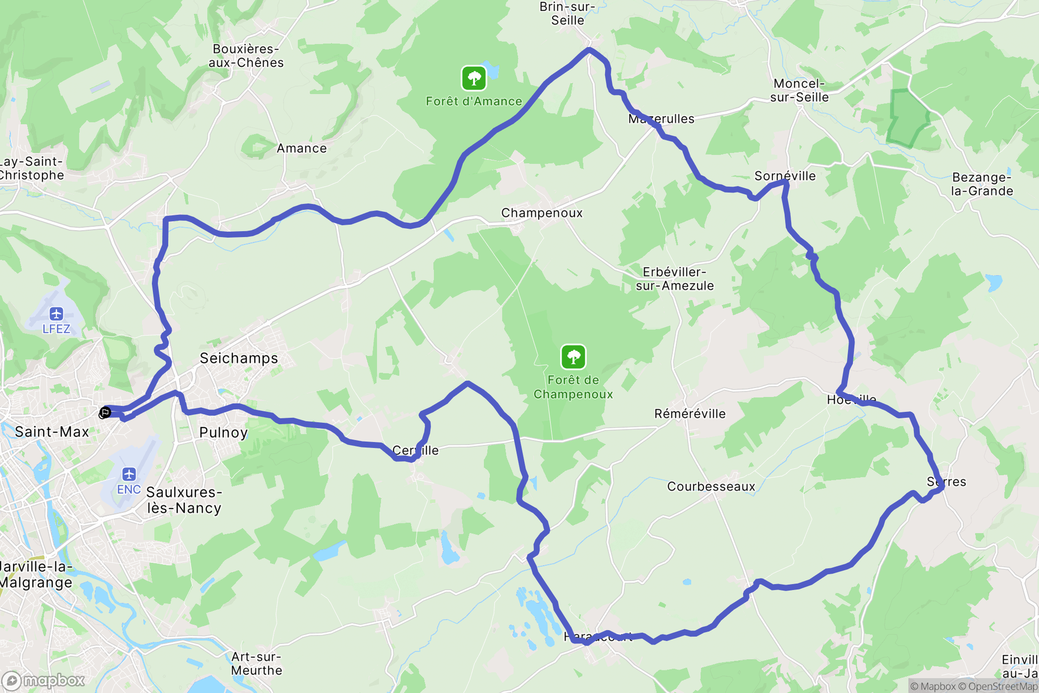Essey-lès-Nancy : carte du parcours de randonnée - France