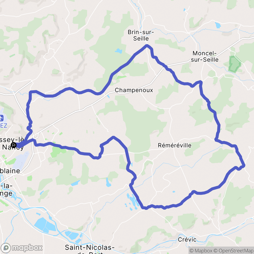 Essey-lès-Nancy : carte du parcours de randonnée - France