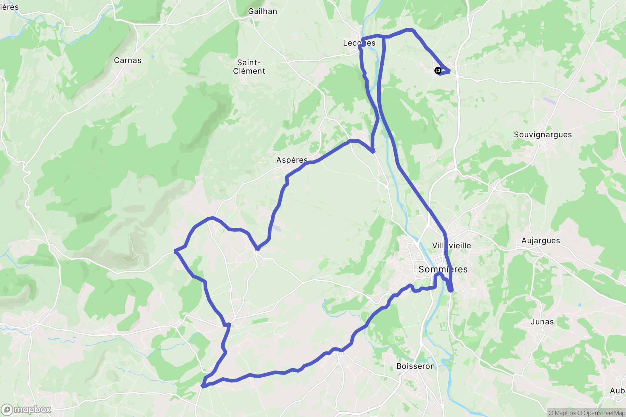 Fontanes : carte du parcours de randonnée - France