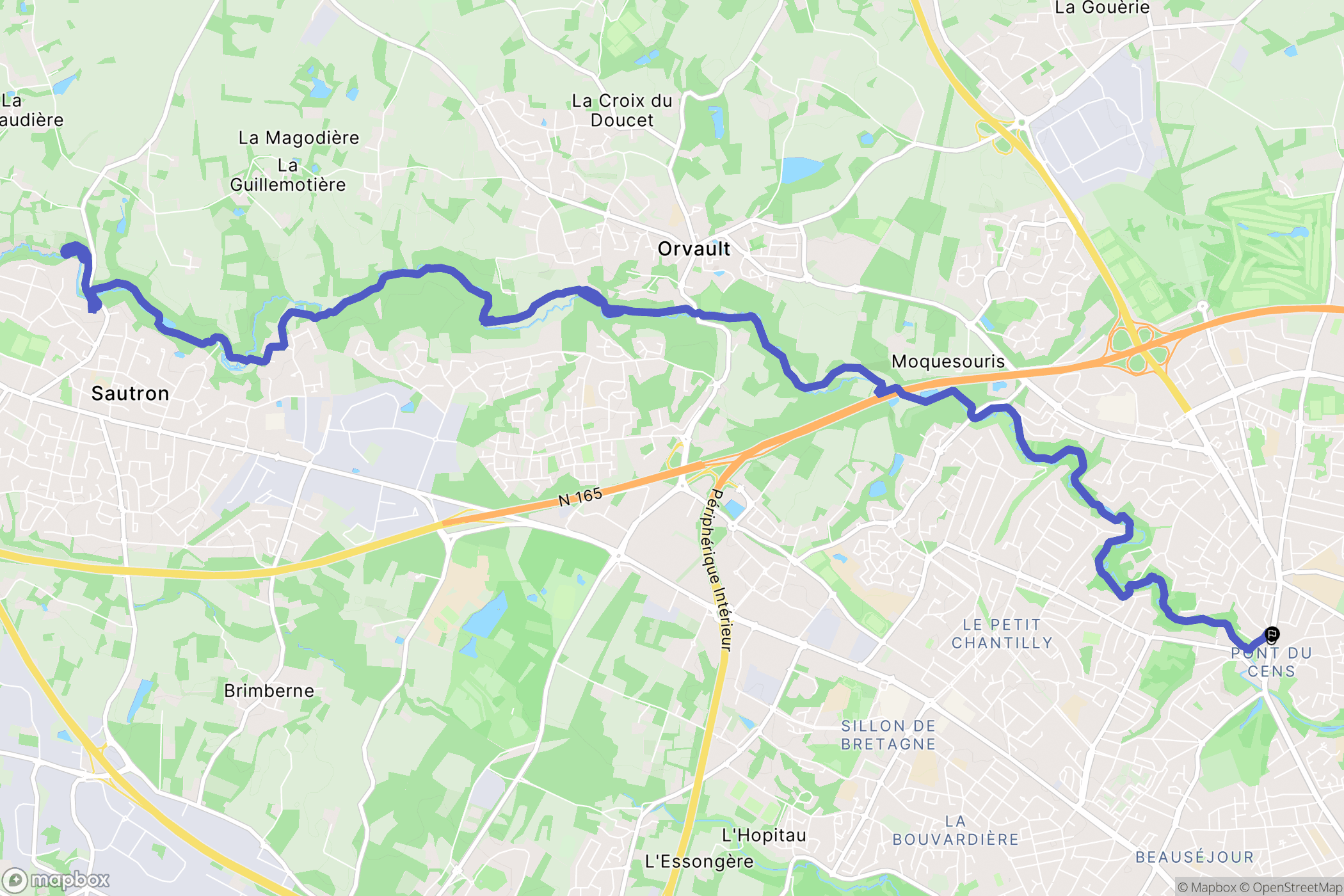 Nantes : carte du parcours de randonnée - France