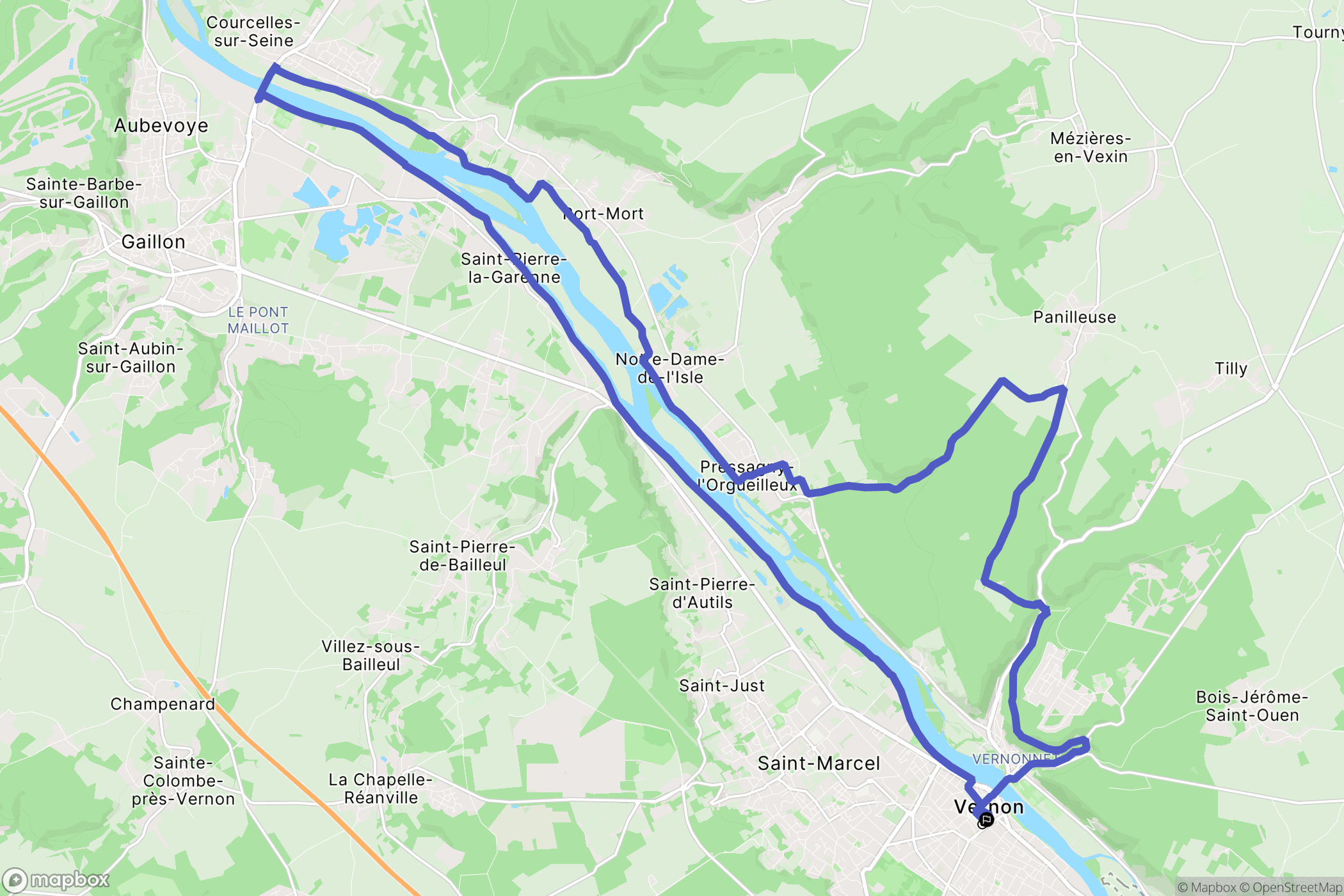 Vernon : carte du parcours de randonnée - France
