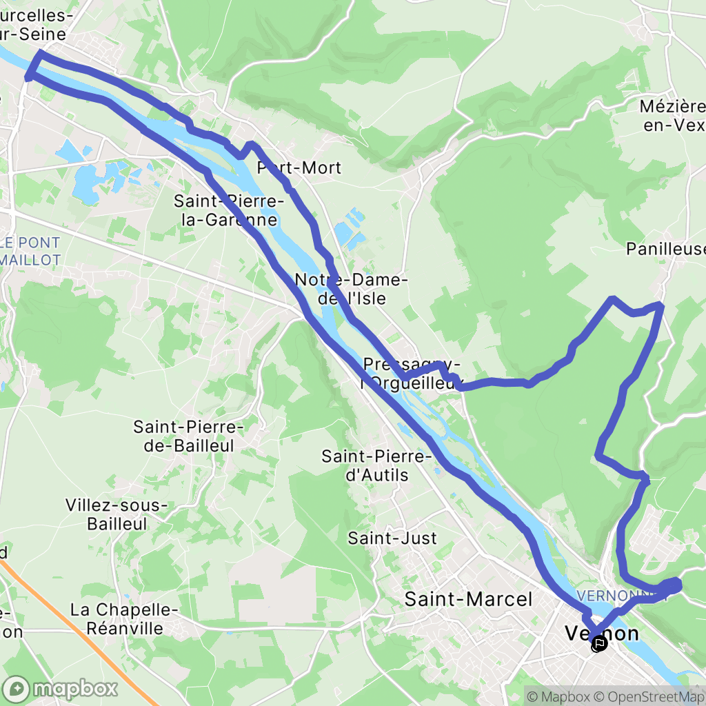 Vernon : carte du parcours de randonnée - France